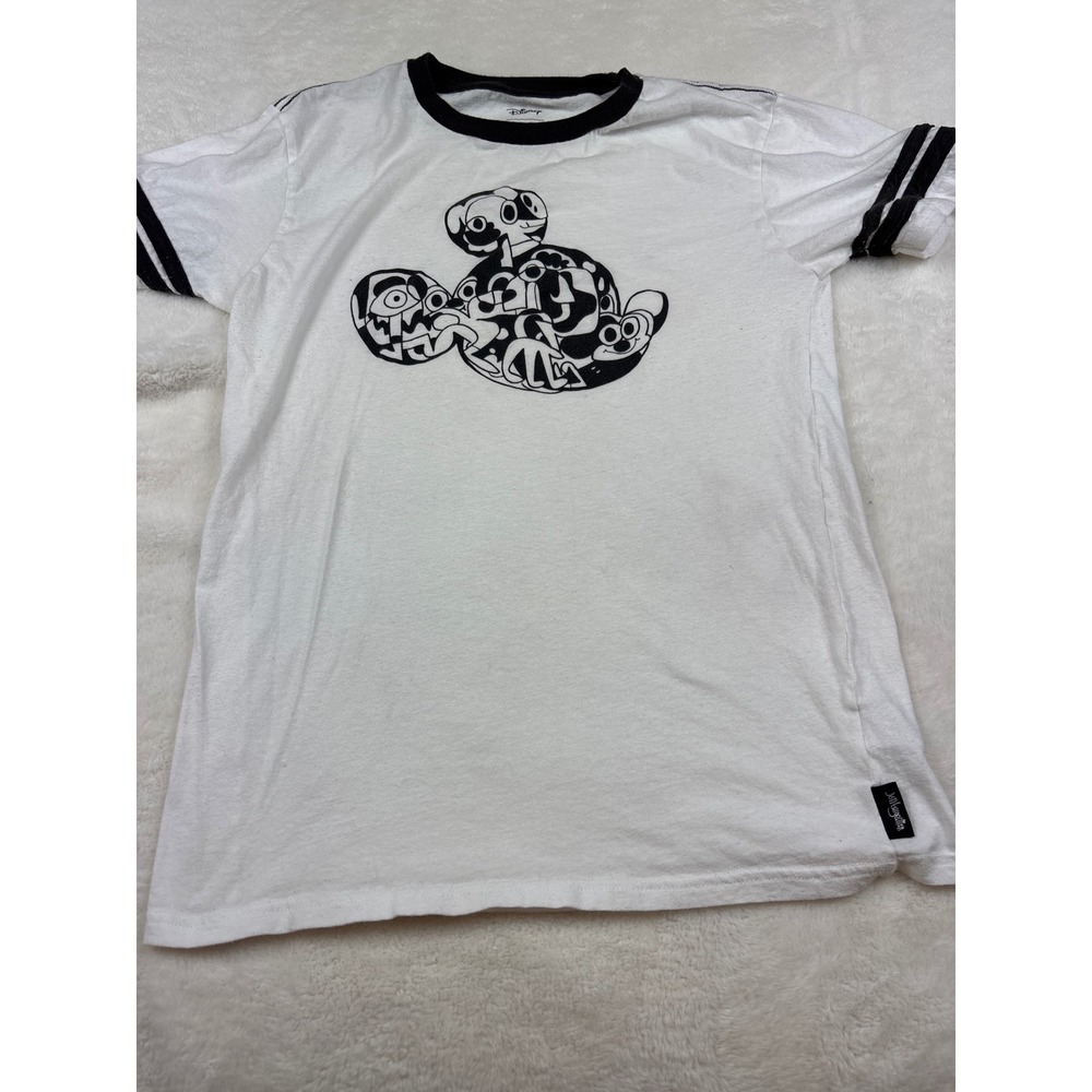 Disney x Jon Burgerman Mickey Mouse Graphic Ringer T-Shirt White Black Small